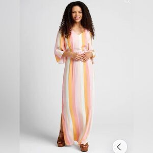 ModCloth Collectif Stripe Sorbet Soiree Maxi Dress Pink Multicolor Resortwear 6